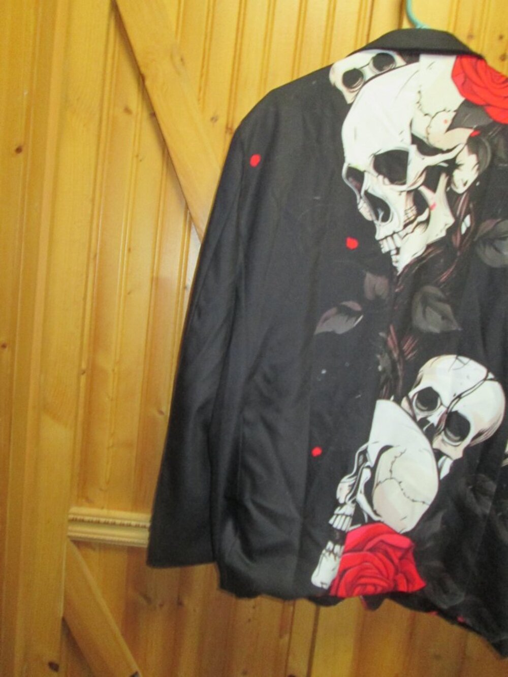 GOTH HALLOWEEN FEStIVal skull roses blazer mens 42 two button - Picture 6 of 6